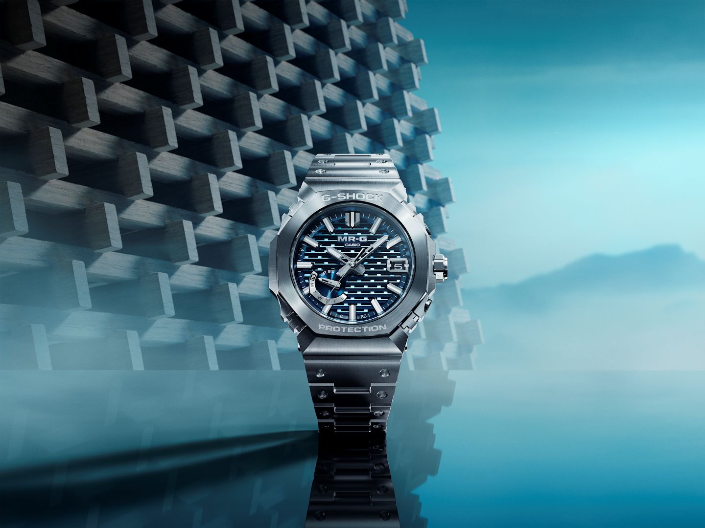 カシオ G-SHOCK MR-G MRG-B2100D 縹色ダイヤル 木組格子文字板