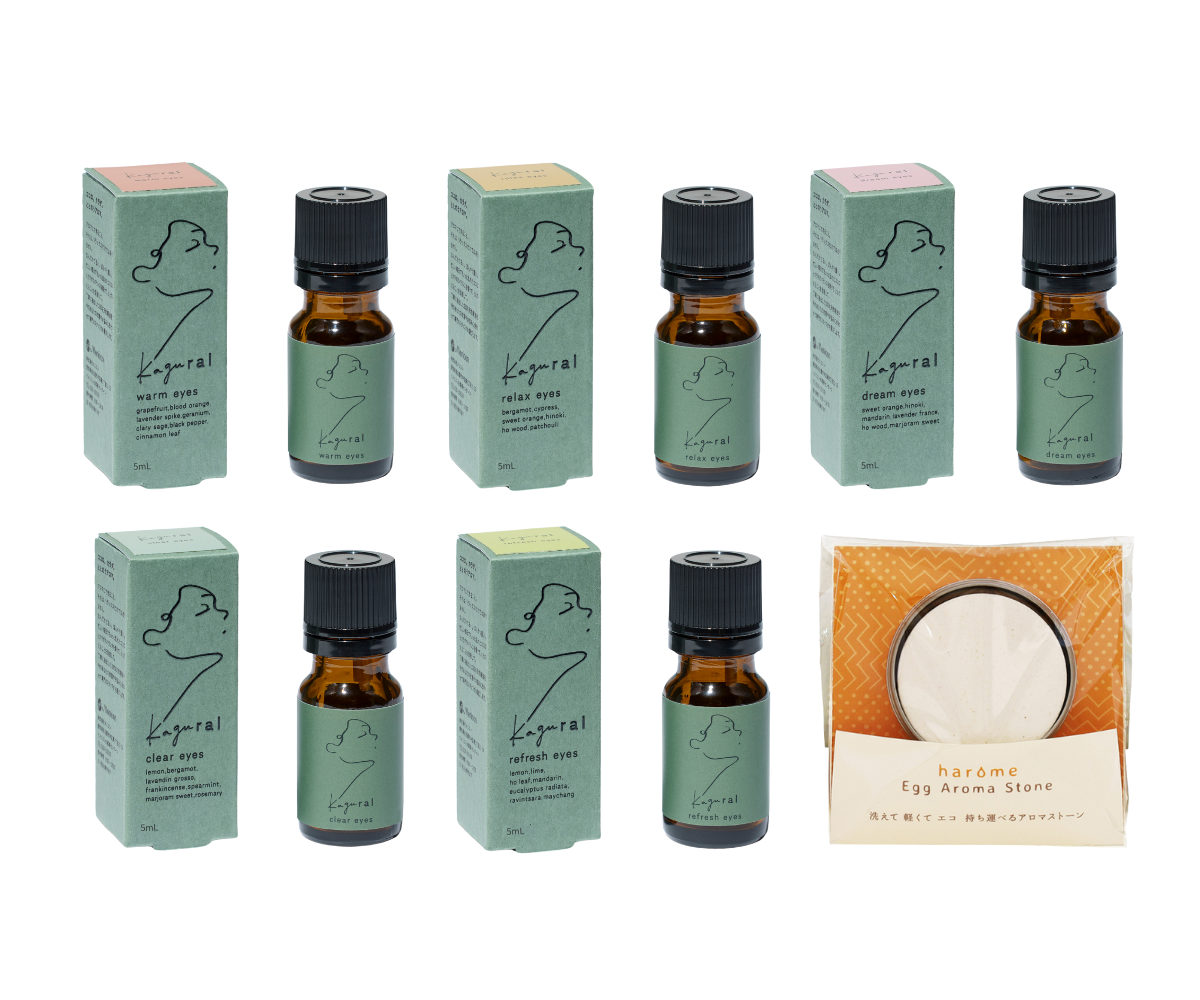 メニコン株主優待 kagural アロマオイル5種類とエッグアロマストーン